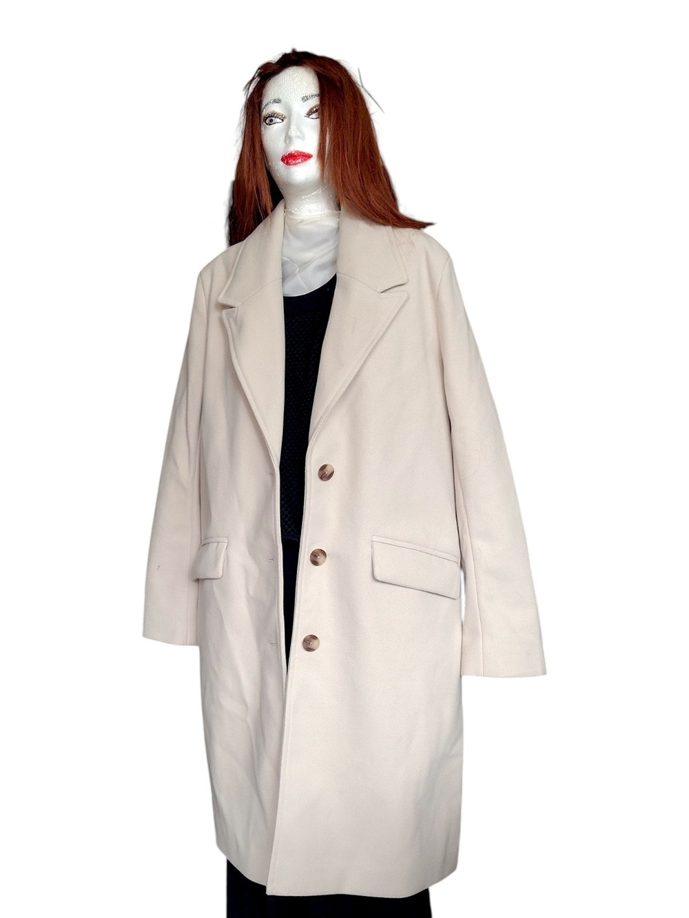 Ardene Cream Single-Breasted Trench Coat Women's Large